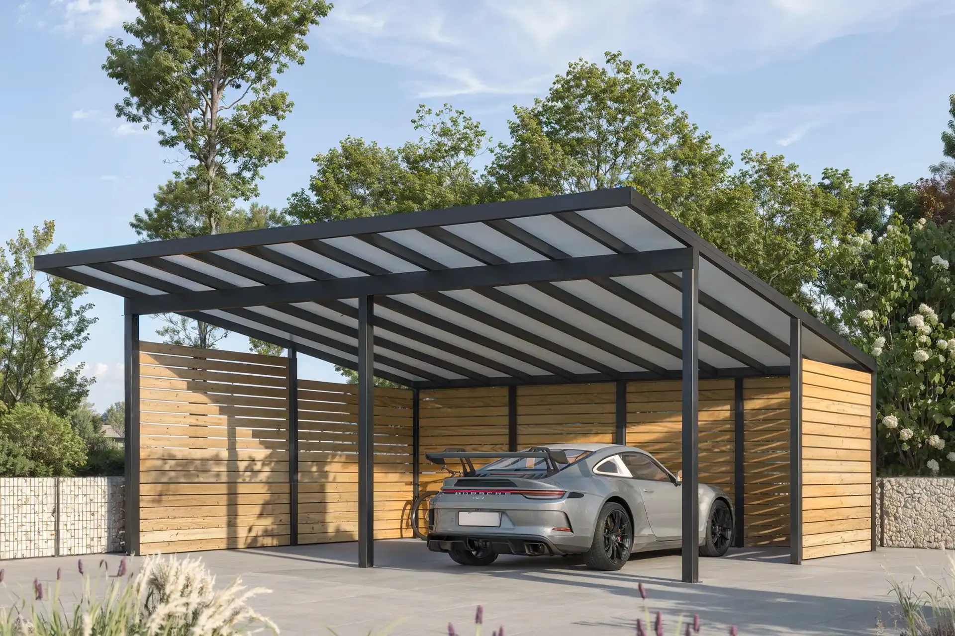 Carport Seitenwand Augsburg Glasdach